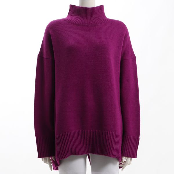 バックスリットデザインドロップショルダーニット