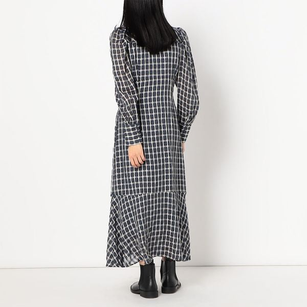シアーチェック柄シャツワンピース
