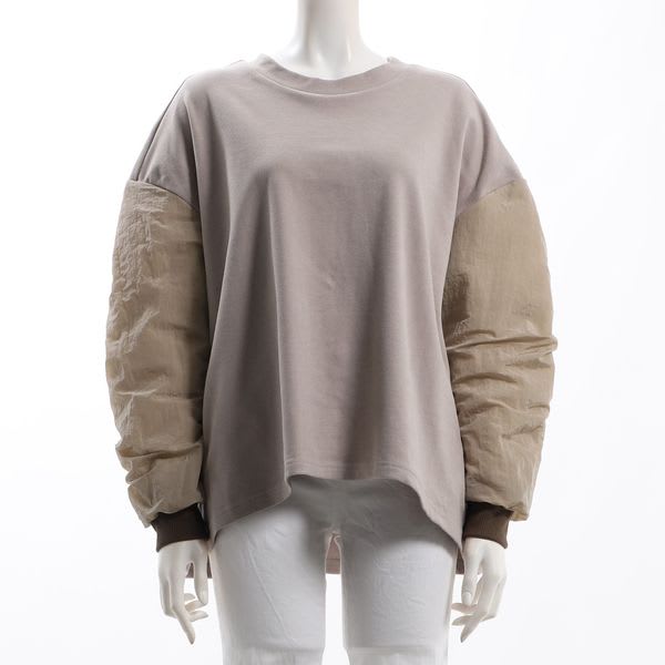 異素材切り替えクルーネックカットソー