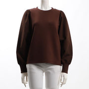 異素材パフスリーブクルーネックカットソー