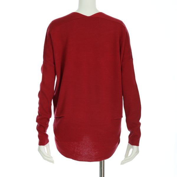 前後差裾丈Vネックニット