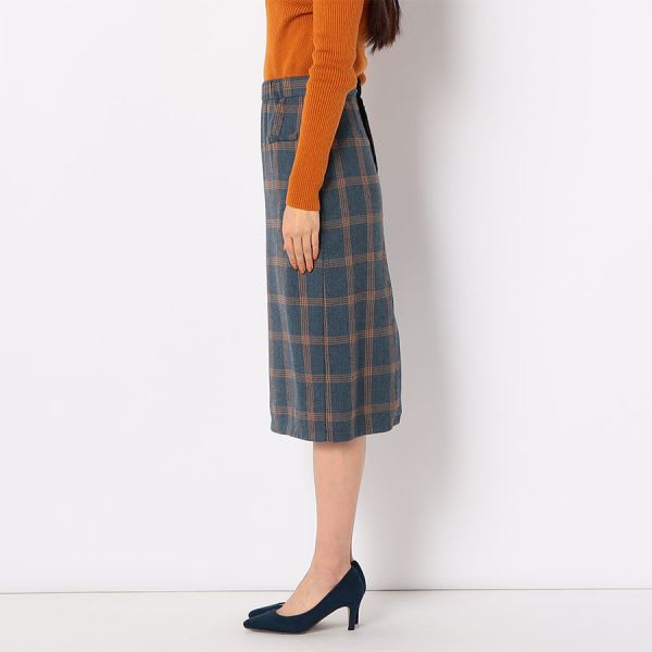 フロントスリットチェック柄タイトスカート
