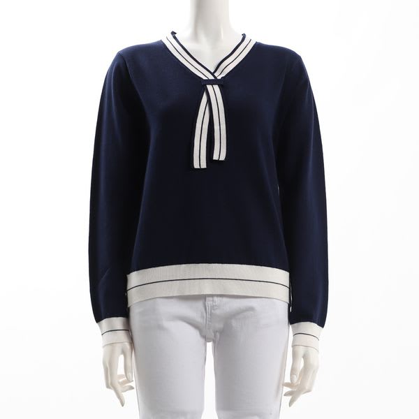 ボウタイバイカラーニット