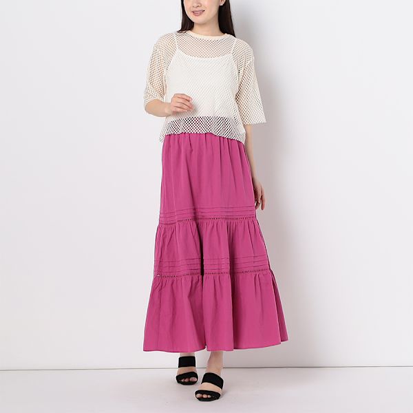 透かし編みメッシュニットカットソー