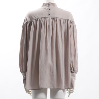 異素材切り替えボリュームパフブラウス