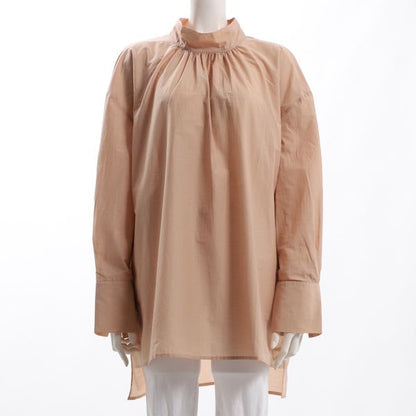 バックリボンスタンドカラーブラウス
