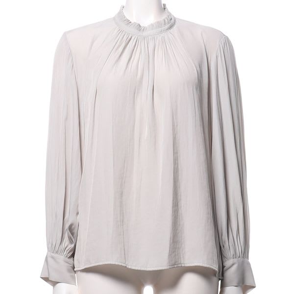 フリルデザインスタンドカラーブラウス