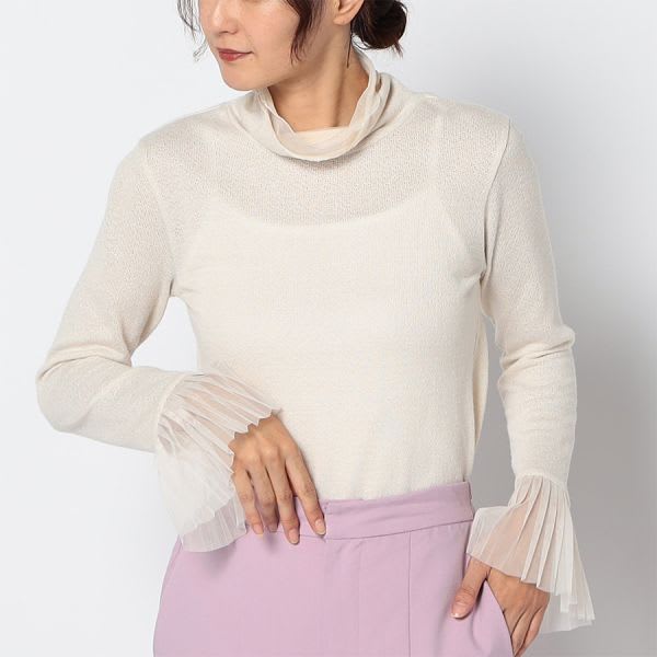 チュールドッキングラメタートルネックプルオーバー