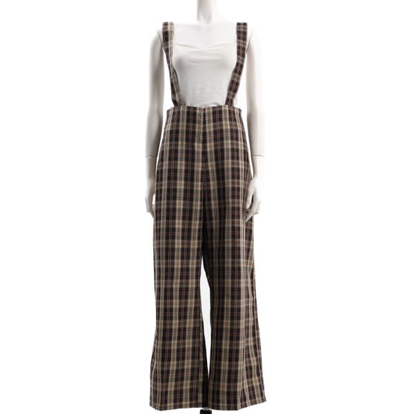 チェック柄サロペットパンツ