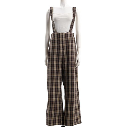 チェック柄サロペットパンツ