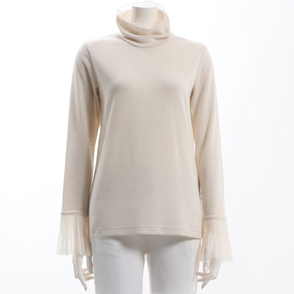 チュールドッキングラメタートルネックプルオーバー