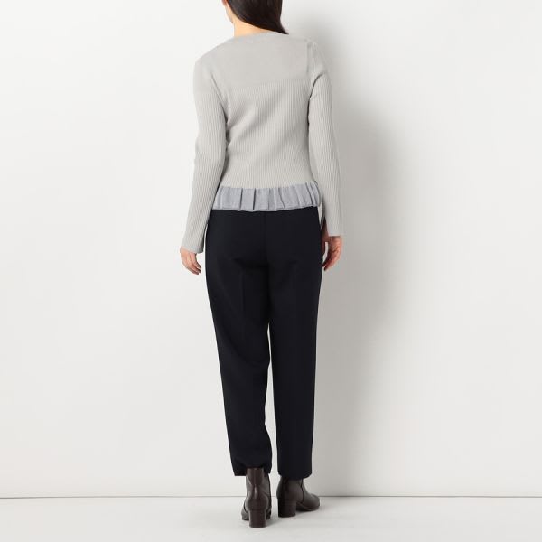 裾切り替えデザインリブニット