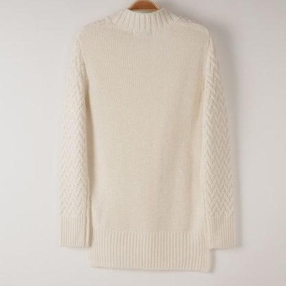 シェブロン編みボトルネックニット