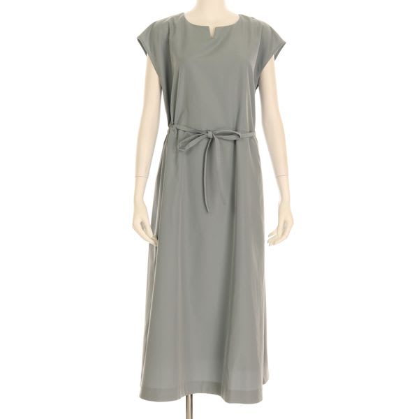 細ウエストリボンオープンフロントネックワンピース