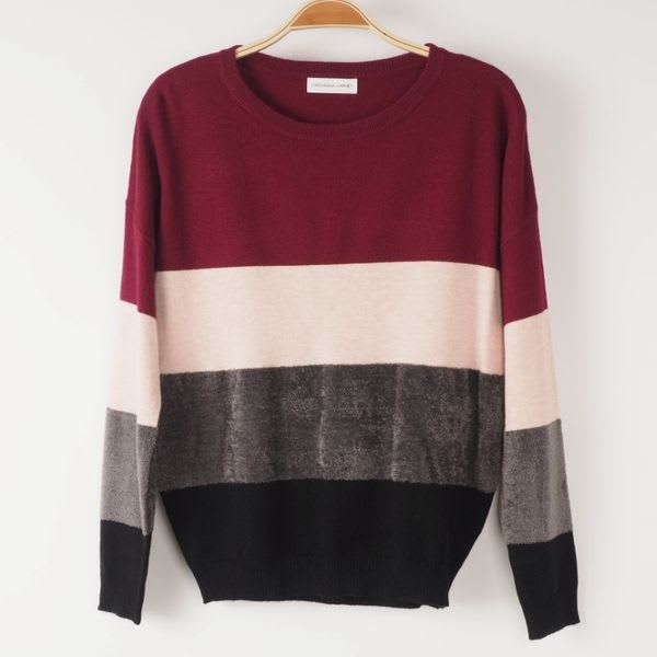 フェザー切り替え配色ニット