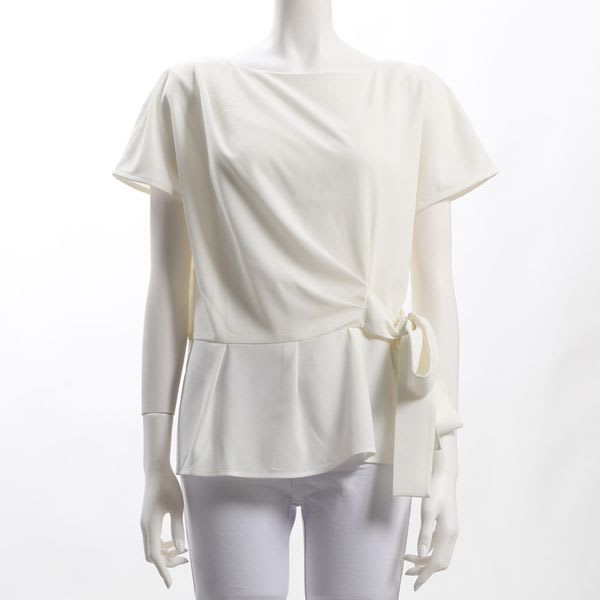 サイドリボンアシンメトリーペプラムブラウス