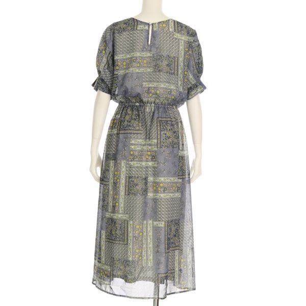 パッチワーク風プリントワンピース