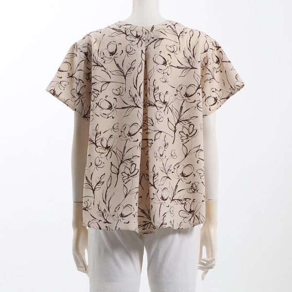 フロントタック花柄ブラウス