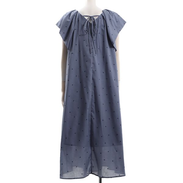 刺繍ドットAラインフレアワンピース