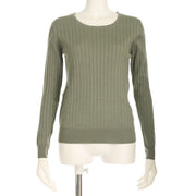 ワイドリブクルーネックニット