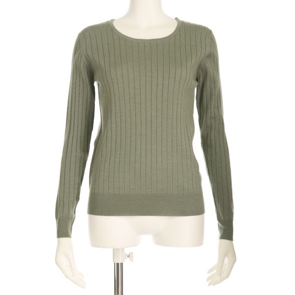 ワイドリブクルーネックニット