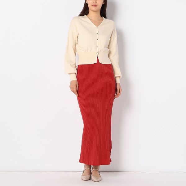 ワイドリブバックスリットニットスカート