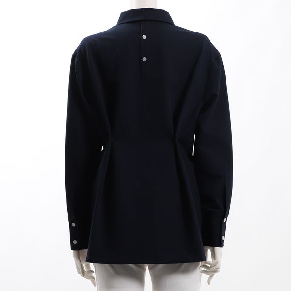 ボタンデザインペプラムシルエットシャツブラウス