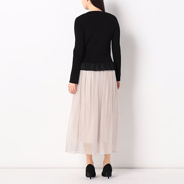 裾切り替えデザインリブニット