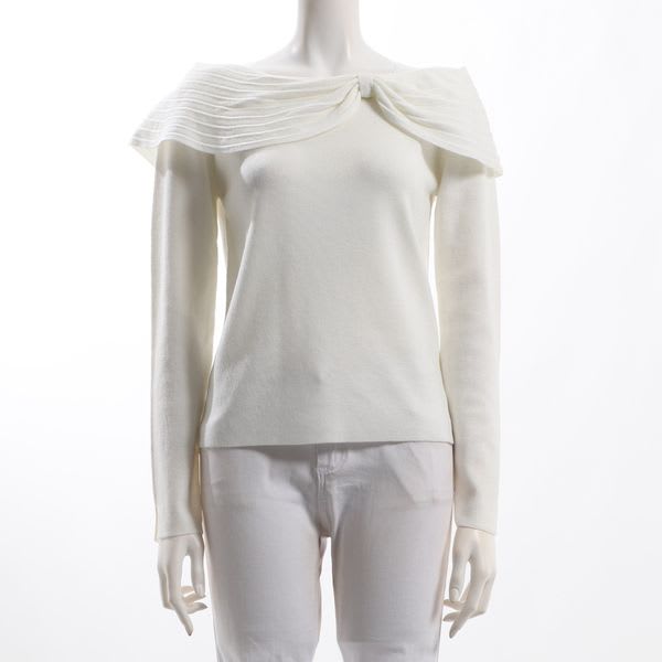 肩リボンオフショルダーニット