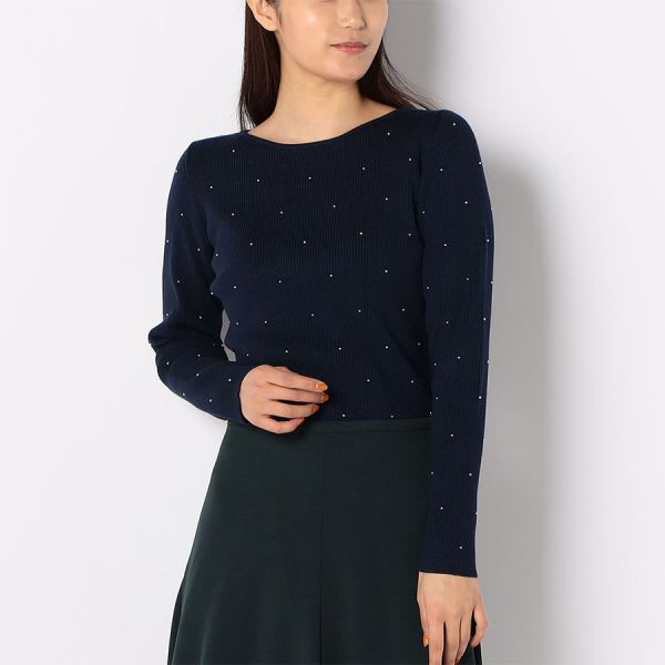 パールデザインリブニット