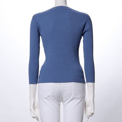 リブニットプルオーバー