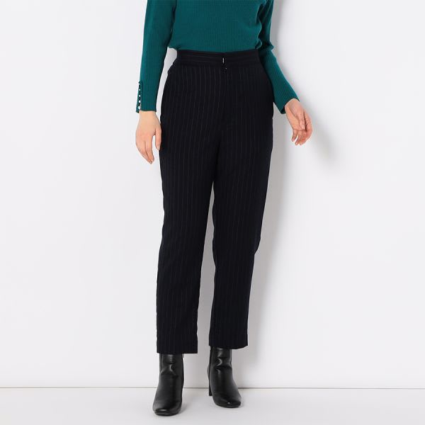 ストライプ柄テーパードパンツ