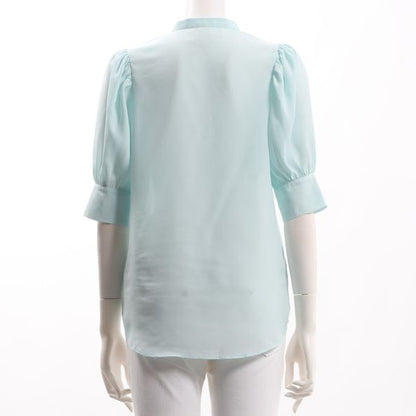 バンドカラーパフスリーブブラウス