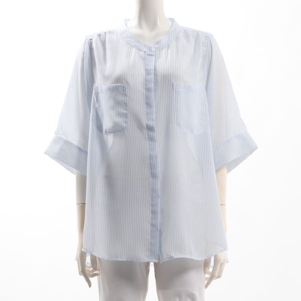 ストライプ柄シアーブラウス