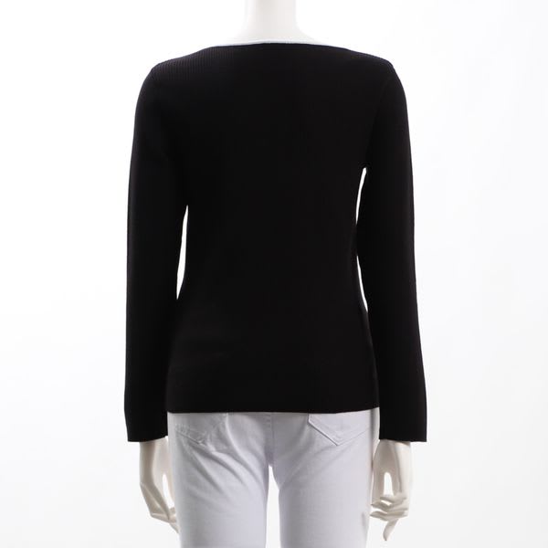 バイカラースクエアネックリブニット