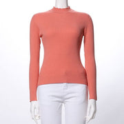 ハイネックフリルリブニット