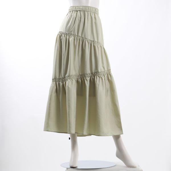ナチュラルヴィンテージサテンティアードスカート