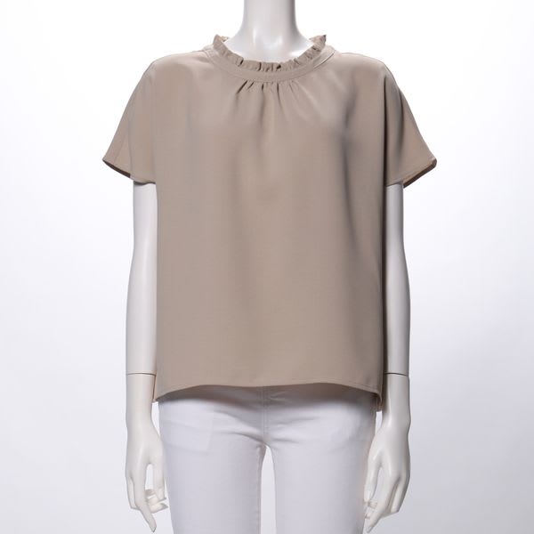 フリルネックブラウス