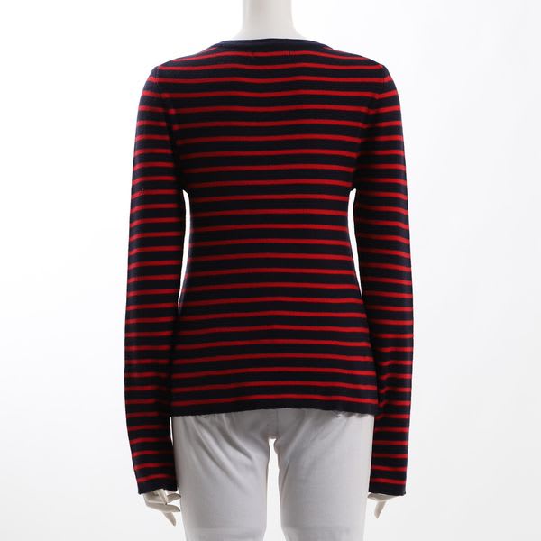 ボーダー柄クルーネックニット