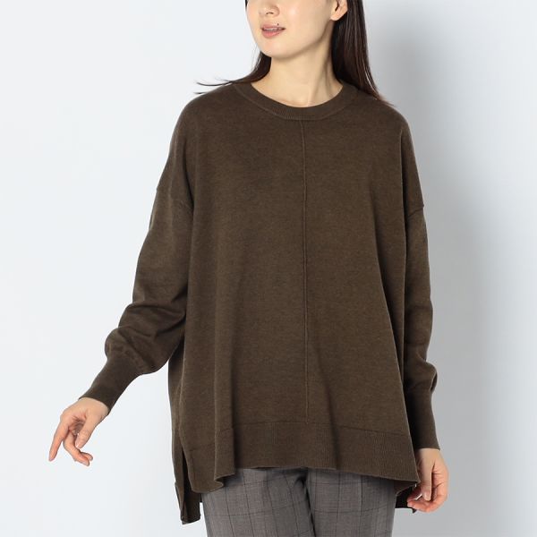 フロントシームデザインドロップショルダーニット