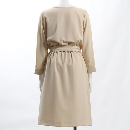 ダブルクロスリボンベルト付きワンピース