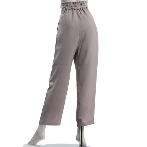 リネンライクラップ風ウエストリボンパンツ