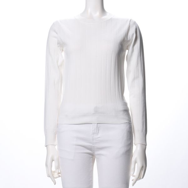 太リブクルーネックニット