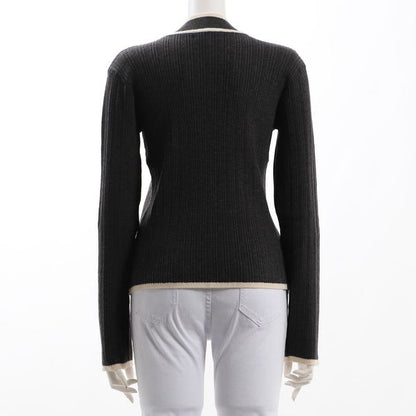 バイカラーデザインハイネックニット