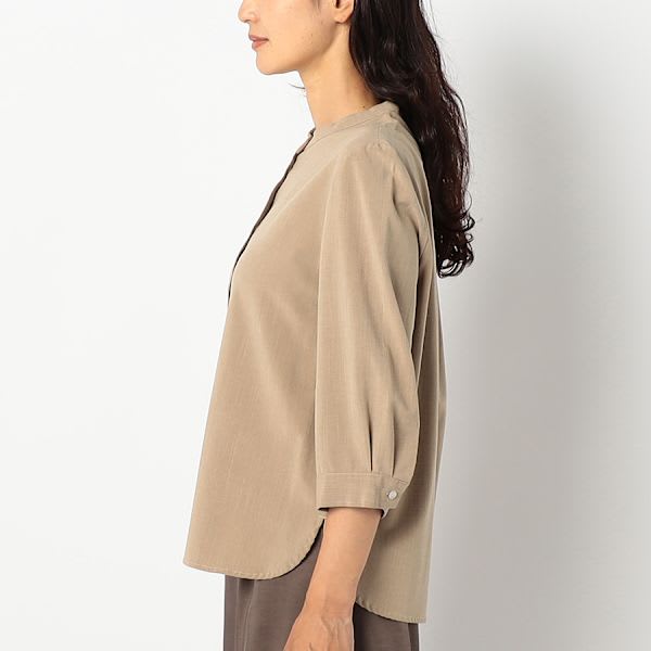 サイドスリットバンドカラーブラウス