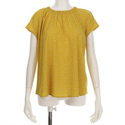 ドット柄ギャザーネックブラウス