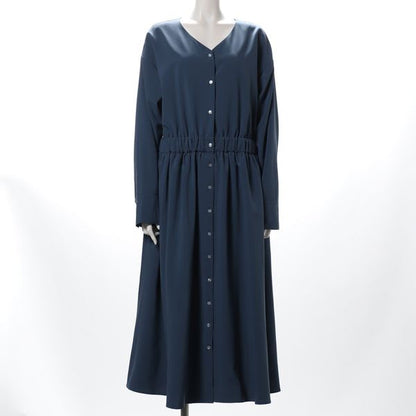 ウエストゴムVネックワンピース