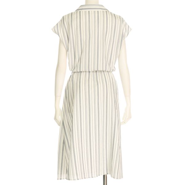 Dカンベルトデザインストライプ柄ワンピース