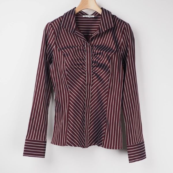 ダークストライプスタンドカラーシャツ