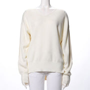 前後差ドロップショルダーVネックニット